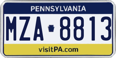 PA license plate MZA8813