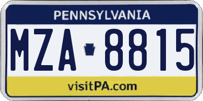 PA license plate MZA8815