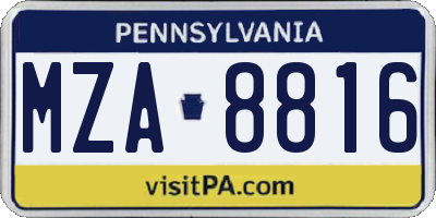 PA license plate MZA8816