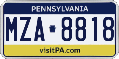 PA license plate MZA8818