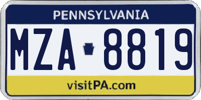 PA license plate MZA8819