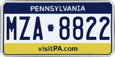 PA license plate MZA8822