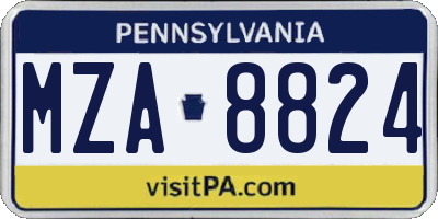 PA license plate MZA8824