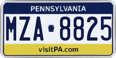 PA license plate MZA8825