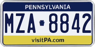 PA license plate MZA8842