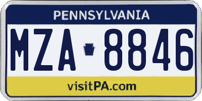 PA license plate MZA8846