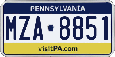 PA license plate MZA8851