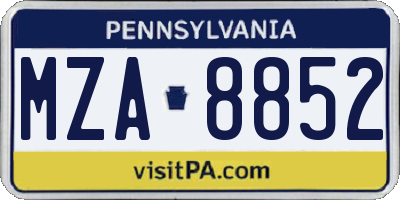 PA license plate MZA8852