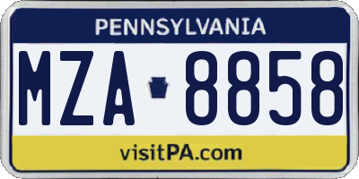 PA license plate MZA8858