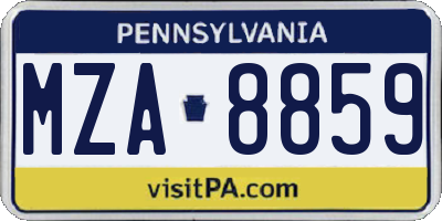 PA license plate MZA8859