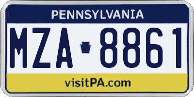 PA license plate MZA8861
