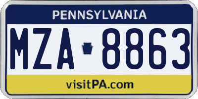 PA license plate MZA8863