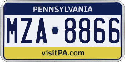 PA license plate MZA8866