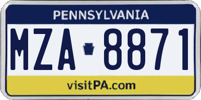 PA license plate MZA8871