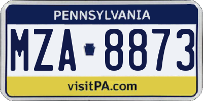 PA license plate MZA8873