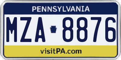 PA license plate MZA8876