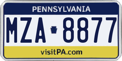 PA license plate MZA8877