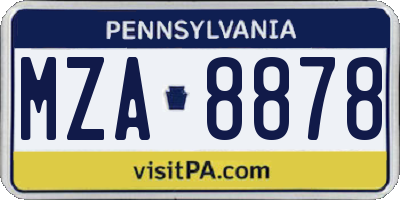 PA license plate MZA8878