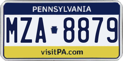 PA license plate MZA8879