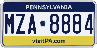 PA license plate MZA8884