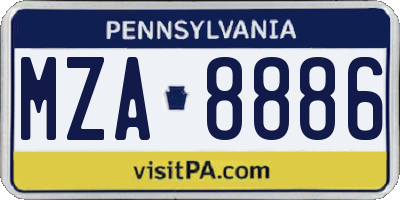 PA license plate MZA8886