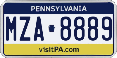 PA license plate MZA8889