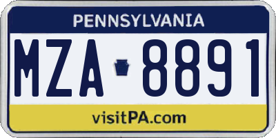 PA license plate MZA8891