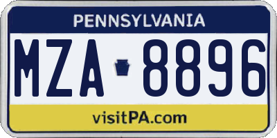 PA license plate MZA8896