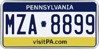 PA license plate MZA8899