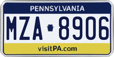 PA license plate MZA8906