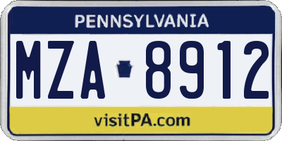 PA license plate MZA8912