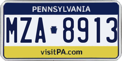 PA license plate MZA8913