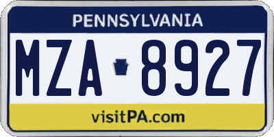 PA license plate MZA8927