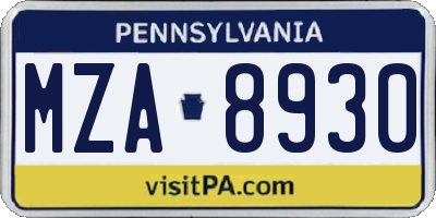 PA license plate MZA8930