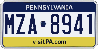 PA license plate MZA8941