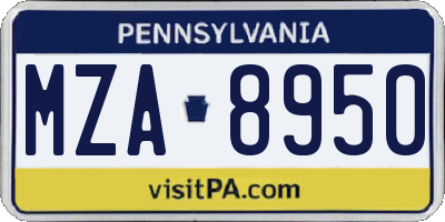 PA license plate MZA8950