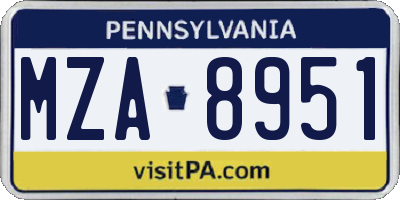 PA license plate MZA8951