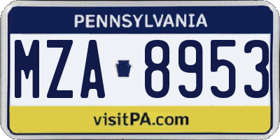 PA license plate MZA8953