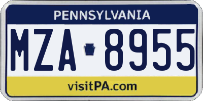 PA license plate MZA8955