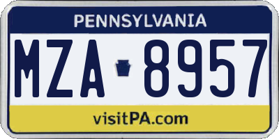 PA license plate MZA8957