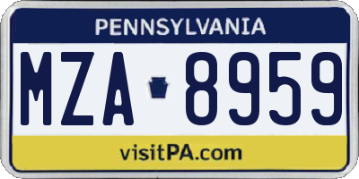 PA license plate MZA8959