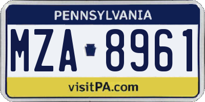 PA license plate MZA8961