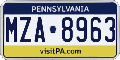 PA license plate MZA8963