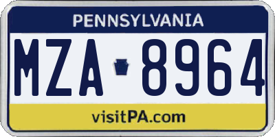PA license plate MZA8964