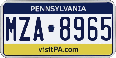 PA license plate MZA8965