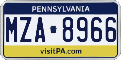 PA license plate MZA8966