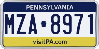 PA license plate MZA8971
