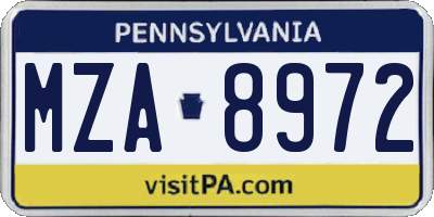 PA license plate MZA8972