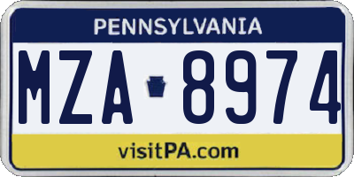 PA license plate MZA8974