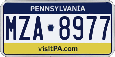 PA license plate MZA8977